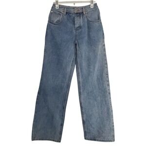 Nasty Gal Light‎ Wash Star Patch Wide Leg Jeans Casual Streetwear Womens US 4